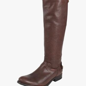 FRYE Women's Melissa Button Back Zip Wide Calf Dark Brown Used In Good Condition